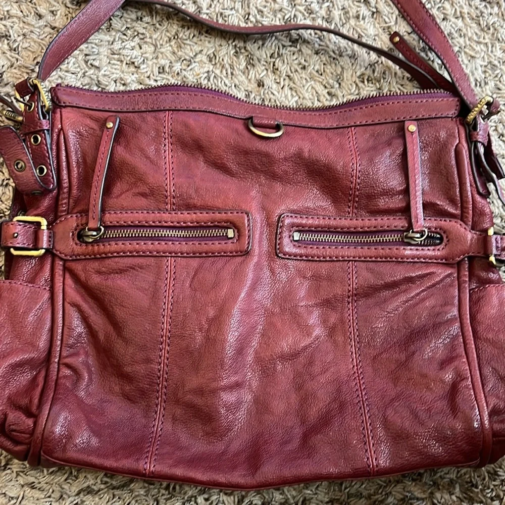 Gianni Bini Burgundy Leather Large Hobo‎ Shoulder Bag